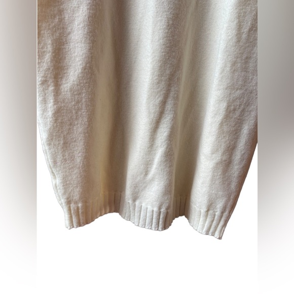 TUCKERNUCK Oversized Mock Neck Pullover Sweater 3/4 Sleeve Ivory Cream White S - Picture 5 of 8